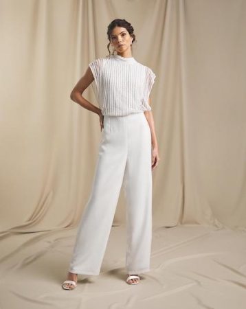 Joanna Hope Beaded Bridal Jumpsuit Ivory