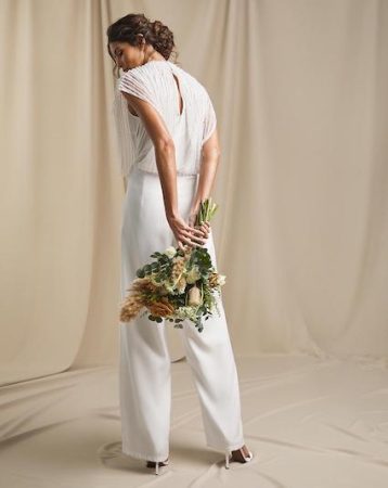 Joanna Hope Beaded Bridal Jumpsuit Ivory