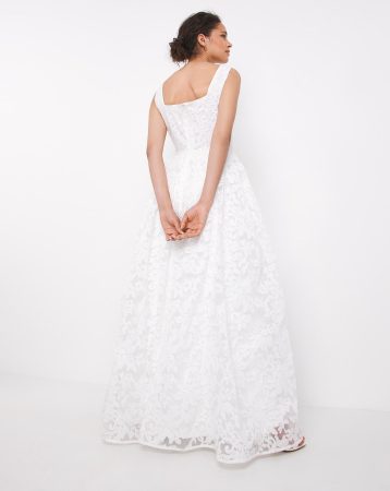 Joanna Hope Brocade Prom Bridal Maxi Dress Ivory