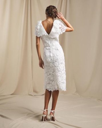 Joanna Hope Ivory 3D Lace Midi Dress Ivory