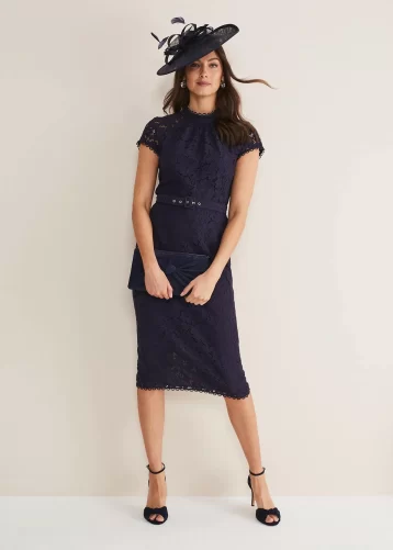 Phase Eight Aurora Lace Dress Navy