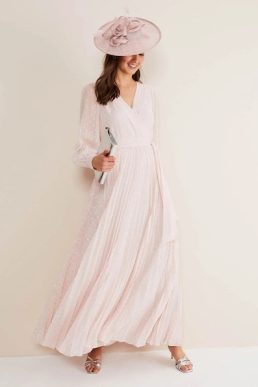 Phase Eight Carmen Fil Coupe Maxi Dress Antique Rose Pink