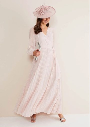 Phase Eight Carmen Fil Coupe Maxi Dress Antique Rose Pink