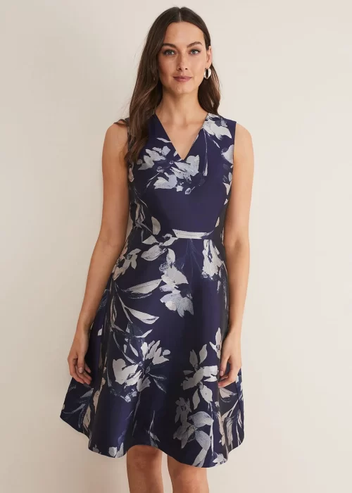 Navy jacquard outlet dress