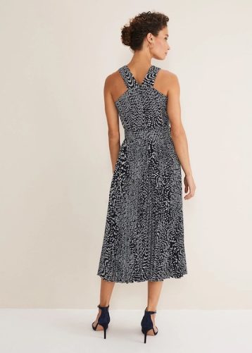 Phase Eight Elsie Spot Dress Navy Ivory