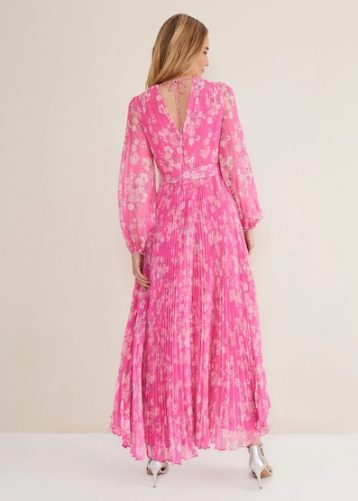 Phase Eight Hayley Sleeve Pleated Maxi Dress Pink