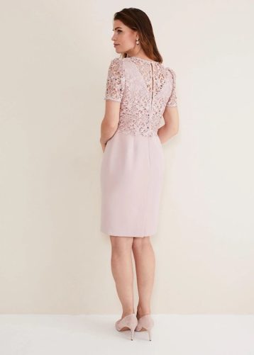 Phase Eight Isabella Lace Dress Antique Rose Blush