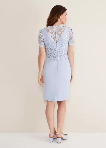 Phase Eight Isabella Lace Dress Light Cornflower Blue