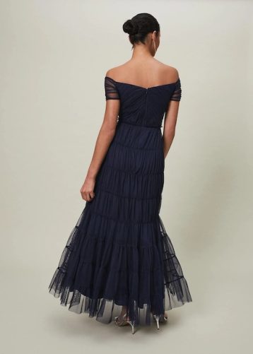 Phase Eight Layla Tulle Tiered Maxi Dress Navy Blue