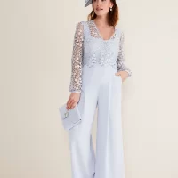 Lace best sale jumpsuit blue