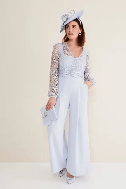 Phase Eight Mariposa Lace Jumpsuit Cornflower Blue