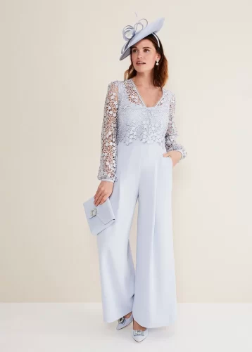 Phase Eight Mariposa Lace Jumpsuit Cornflower Blue