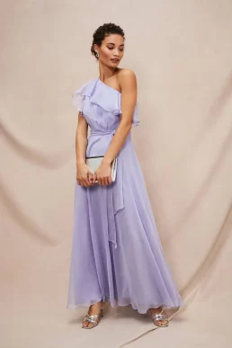 Phase Eight Mia One Shoulder Maxi Dress Lilac China Blue