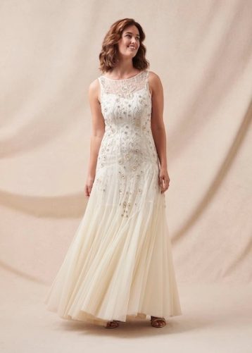 Phase Eight Milana Beaded Tulle Maxi Dress Ivory Parchment