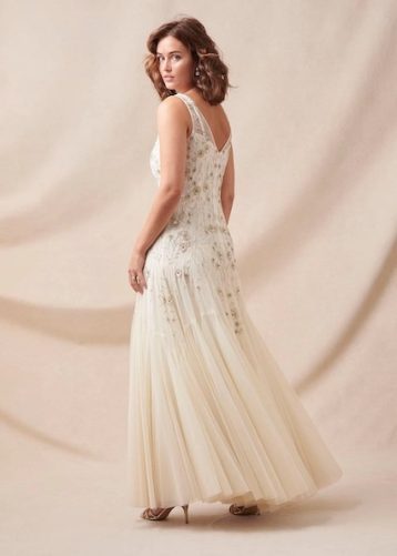 Phase Eight Milana Beaded Tulle Maxi Dress Ivory Parchment