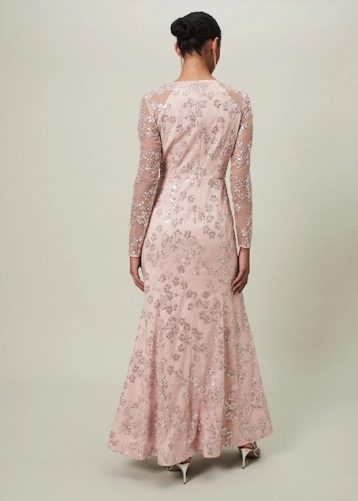 Phase Eight Natalya Sequin Floral Maxi Dress Pink