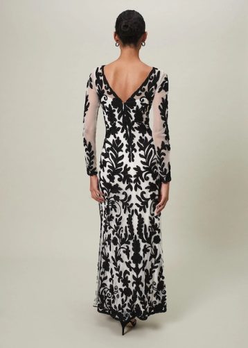 Phase Eight Ria Tapework Maxi Dress Black White