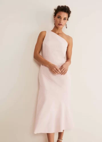 Phase Eight Valencia One Shoulder Midaxi Dress Petal Blush Pink