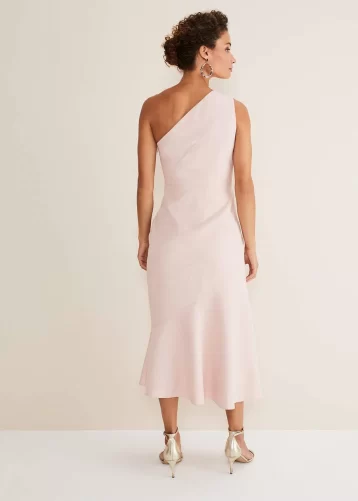 Phase Eight Valencia One Shoulder Midaxi Dress Petal Blush Pink