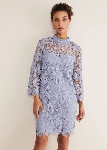 Phase Eight Verity Floral Lace Dress Cornflower Blue