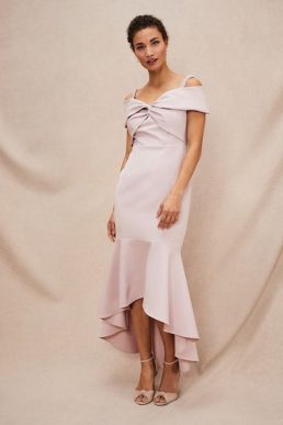 Phase Eight Zaya Off Shoulder Maxi Dress Antique Rose Blush