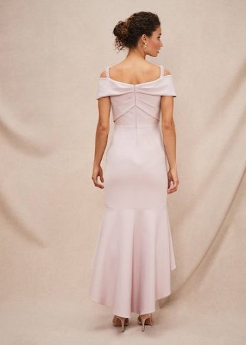 Phase Eight Zaya Off Shoulder Maxi Dress Antique Rose Blush