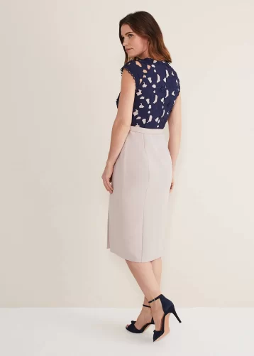 Phase Eight Zita Lace Sleeveless Dress Navy Latte