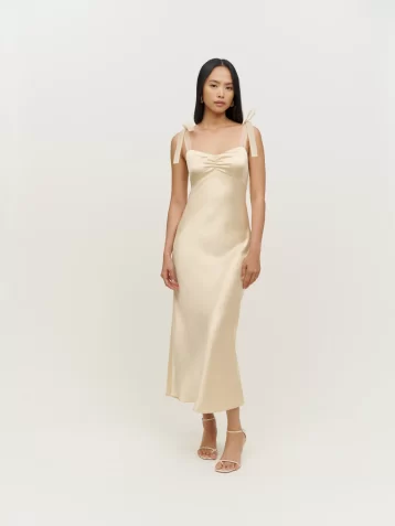 Reformation Alene Silk Maxi Dress Ivory