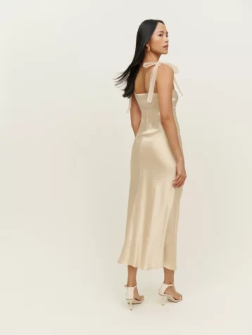 Reformation Alene Silk Maxi Dress Ivory