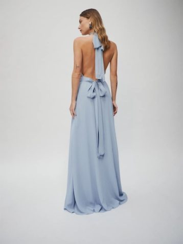 Reformation Andee Halter Maxi Dress Mineral Blue