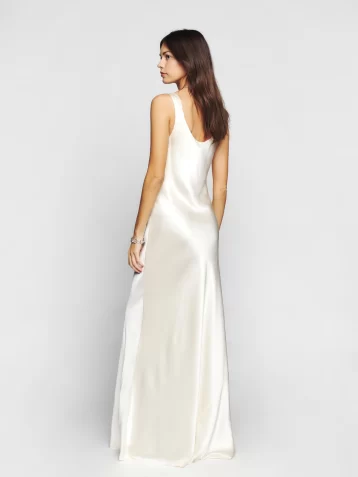 Reformation Annabelle Silk Maxi Bridal Dress Fior Di Latte