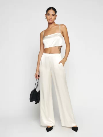 Reformation Bridal Sabine Silk Two Piece Fior Di Latte