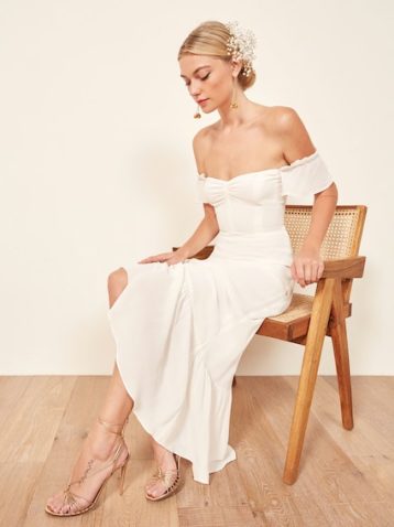 Reformation Butterfly Bardot Bridal Dress Ivory