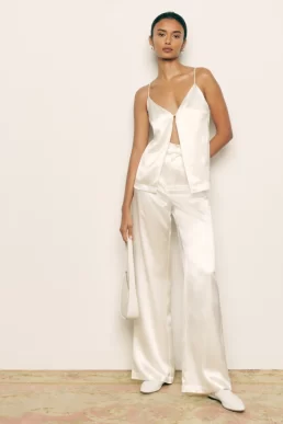 Reformation Madrid Bridal Silk Two Piece Set Ivory