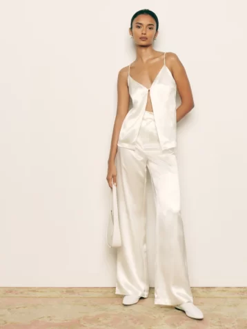 Reformation Madrid Bridal Silk Two Piece Set Ivory