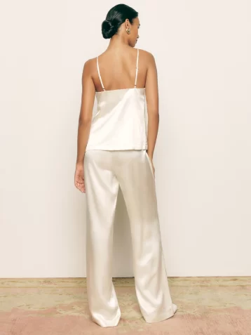 Reformation Madrid Bridal Silk Two Piece Set Ivory