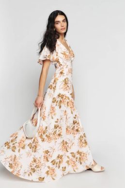 Reformation Shayla Floral Maxi Dress Bella Ivory Multi