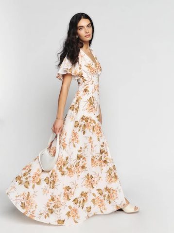 Reformation Shayla Floral Maxi Dress Bella Ivory Multi