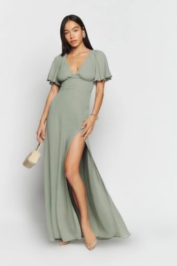 Reformation Shayla Floral Maxi Dress Seafoam Sage Green