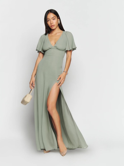 Reformation Shayla Floral Maxi Dress, Seafoam/Sage Green