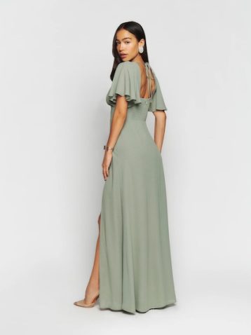 Reformation Shayla Floral Maxi Dress Seafoam Sage Green