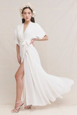 Reformation Winslow Wrap Style Maxi Bridal Dress Ivory