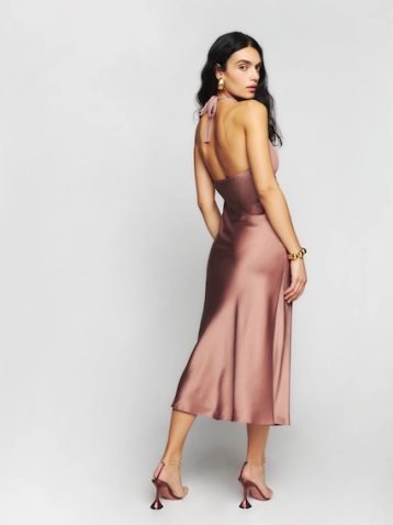 Reformation Wyn Silk Maxi Dress Praline Pink