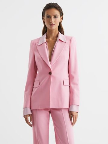 Reiss Blair Single Breasted Wool Blend Blazer Pink Blush