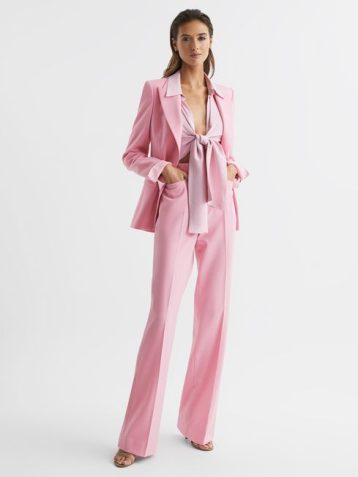 Reiss Blair Single Breasted Wool Blend Blazer Pink Blush