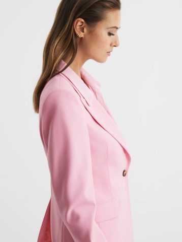 Reiss Blair Single Breasted Wool Blend Blazer Pink Blush