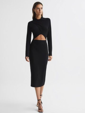 Reiss Ellen Cut Out Dress Black