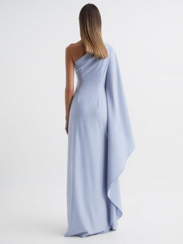 Reiss Halston Ariella Cold Shoulder Side Slip Maxi Gown Lilac Light Grey