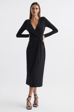 Reiss Halston Tenaya Halston Crystal Jersey Midi Dress Black