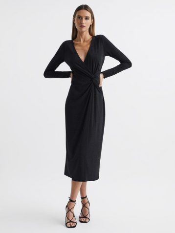 Reiss Halston Tenaya Halston Crystal Jersey Midi Dress Black